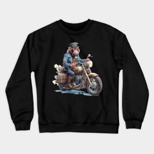 Monkey Biker Retro Motorcycle Crewneck Sweatshirt